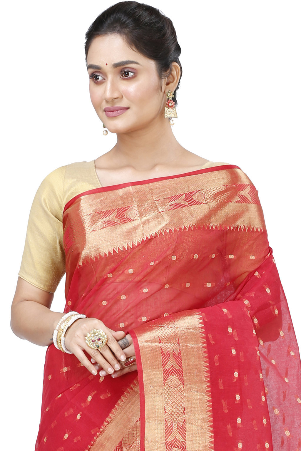 Red Pure Cotton Griva Tant Saree (918)